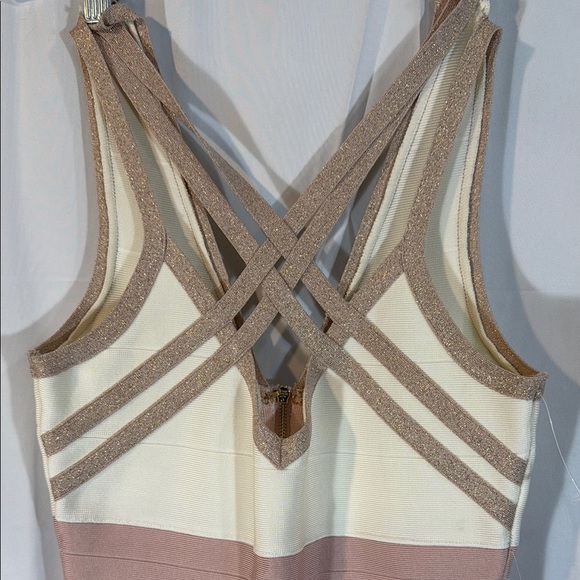 VENUS Cream and Pink Halter Bodycon Dress - Picture 3 of 11